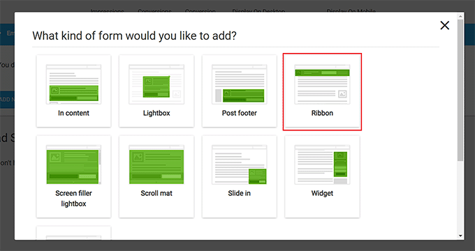 Choose an Opt-In form type Choose an Opt-In form type