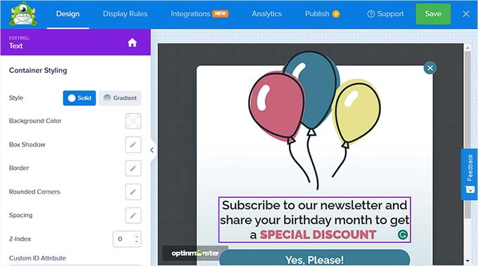 Constructeur par glisser-déposer Optinmonster