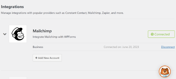 Ver conexão do Mailchimp