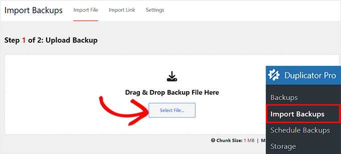 Select and import your backup file Select and import your backup file