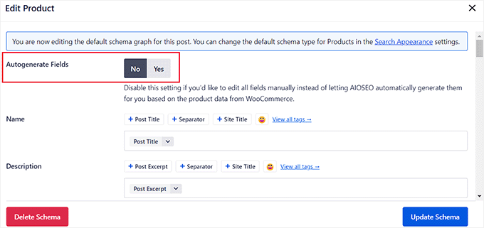 Active el interruptor Autogenerar campos