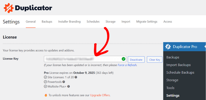 Enter your Duplicator license Enter your Duplicator license