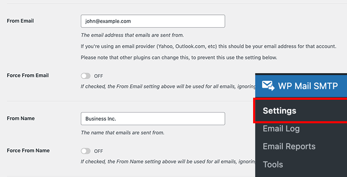 From Email and Name in WP Mail SMTP settings From Email and Name in WP Mail SMTP settings