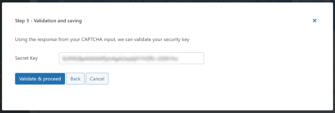 Inserisci la chiave segreta
