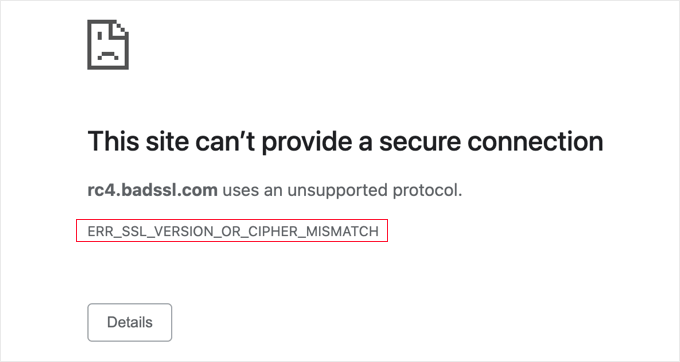 Komunikat o błędzie „ERR_SSL_VERSION_OR_CIPHER_MISMATCH”