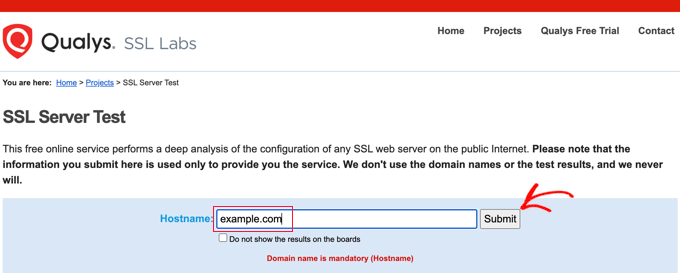 Skanowanie Twojej witryny za pomocą testu serwera SSL Qualys SSL Labs