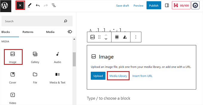 Add image block to the post Add image block to the post