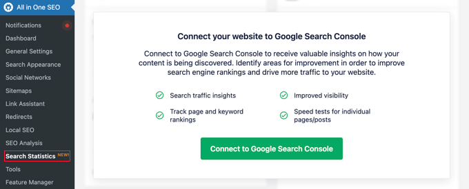 Click 'Connect to Google Search Console' Click 'Connect to Google Search Console'