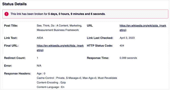 The AIOSEO broken link checker The AIOSEO broken link checker