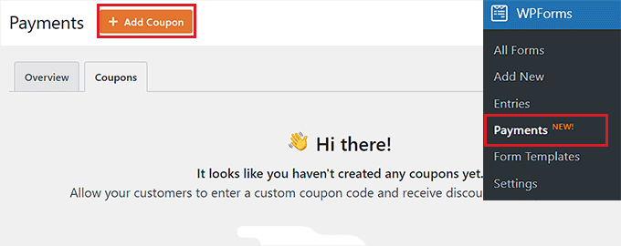 Click + Add Coupon button Click + Add Coupon button