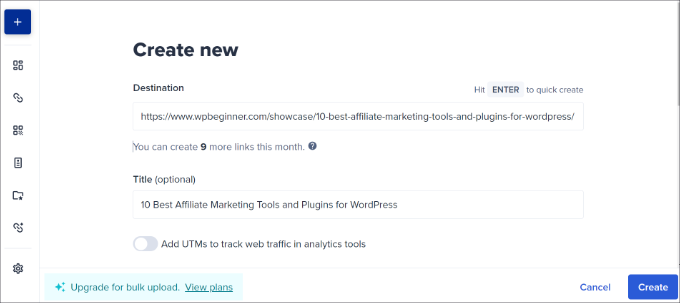 Create a short link in Bitly Create a short link in Bitly