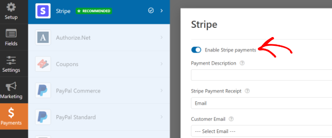 Enable Stripe payments Enable Stripe payments