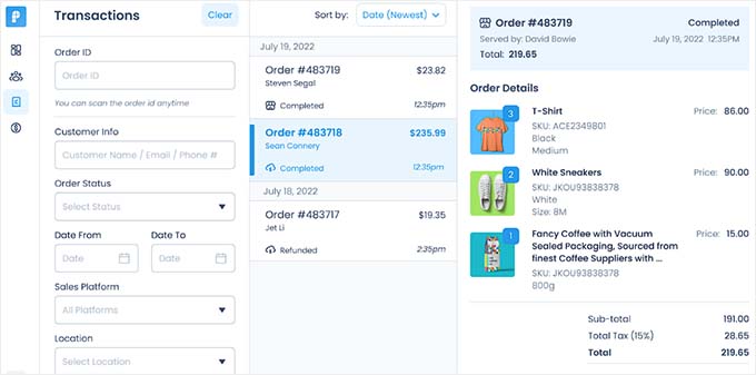 Manage incoming orders