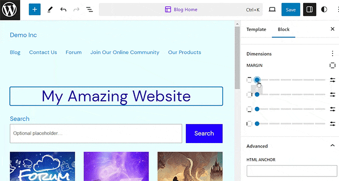 Use margin slider Use margin slider