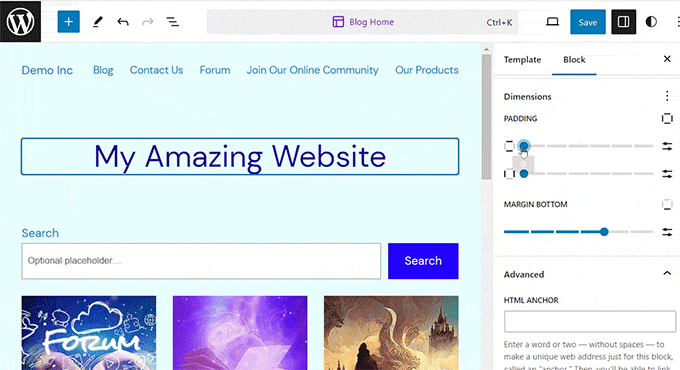 Padding in full site editor Padding in full site editor