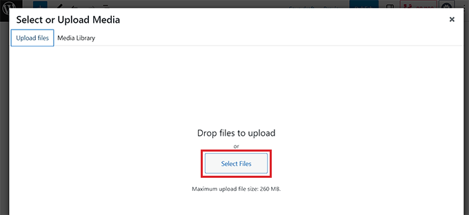 Select image from the media library Select image from the media library