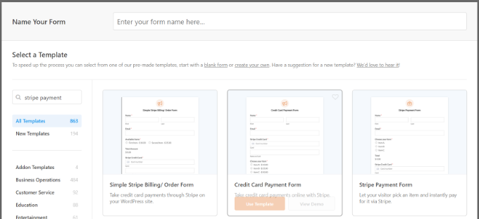 Stripe payment form Stripe payment form