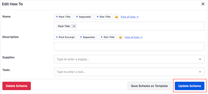 Updating your site's schema settings Updating your site's schema settings