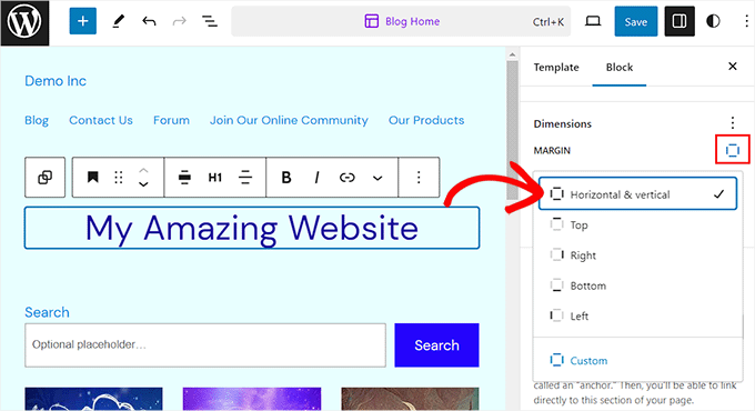 Use margin options Use margin options