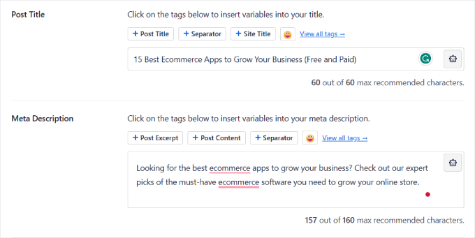 Post title and meta description example Post title and meta description example