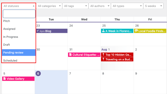 Filtering pages and posts based on status Filtering pages and posts based on status