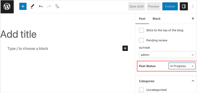 Changing the status of a WordPress page or post Changing the status of a WordPress page or post
