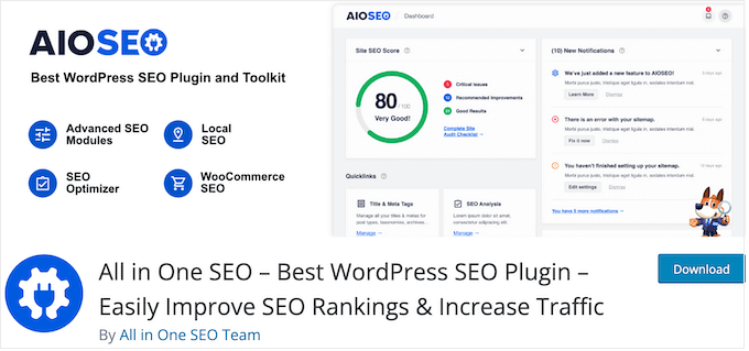 WordPress-pluginet AIOSEO gratis