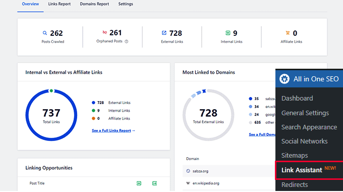 AIOSEOs Link Assistant-funktion