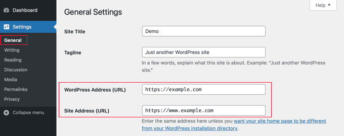 The General Settings Page in WordPress The General Settings Page in WordPress