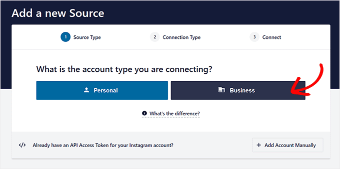 Instagramアカウントのタイプとしてビジネスオプションを選択してください Instagramアカウントのタイプとしてビジネスオプションを選択してください