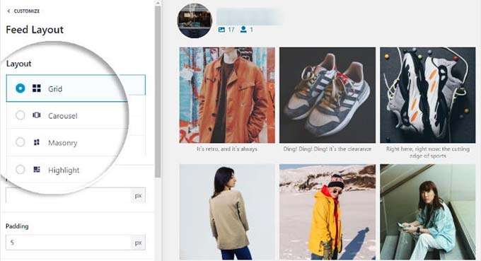 フィードレイアウトを選択 フィードレイアウトを選択