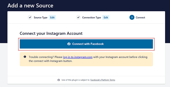 Facebookで接続ボタンをクリック Facebookで接続ボタンをクリック