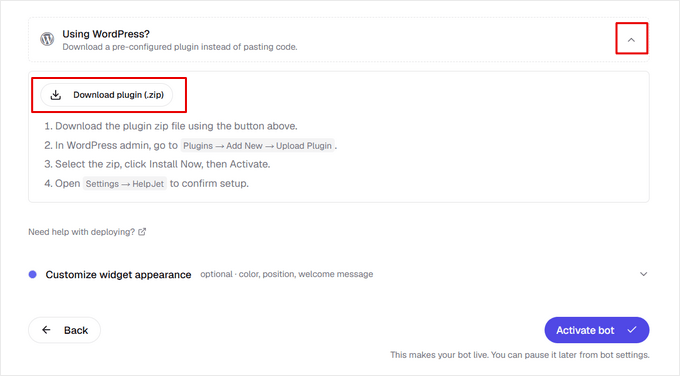 Download and install HelpJet plugin