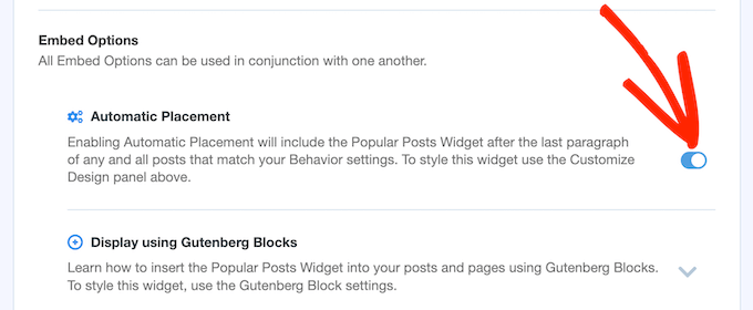 MonsterInsights' automatic placement settings MonsterInsights' automatic placement settings