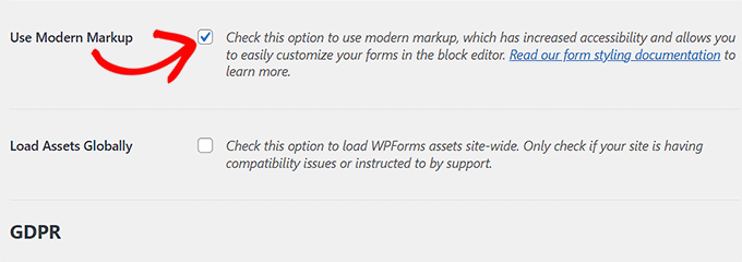 Enable modern markup in WPForms Enable modern markup in WPForms