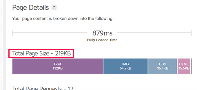 Trova la dimensione della pagina