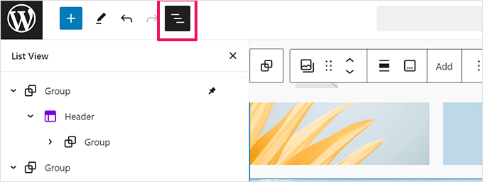 Visualização de lista no editor do WordPress