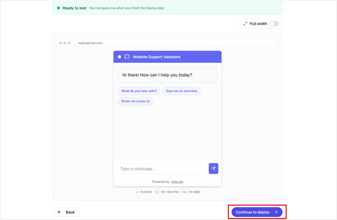 Preview your chatbot