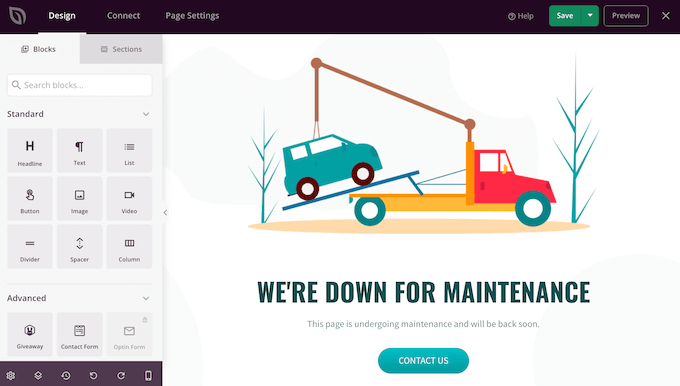 Creating a maintenance mode screen using a page builder plugin Creating a maintenance mode screen using a page builder plugin