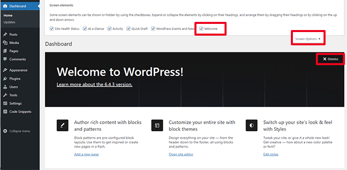 Panel de bienvenida Panel de bienvenida