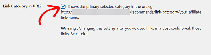 Add link categories to the affiliate URL Add link categories to the affiliate URL