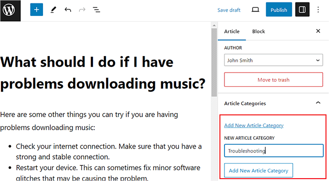 Add new category for the documentation article Add new category for the documentation article