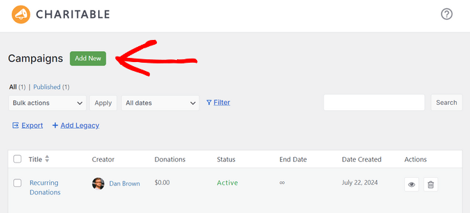 Create a new Charitable campaign Create a new Charitable campaign