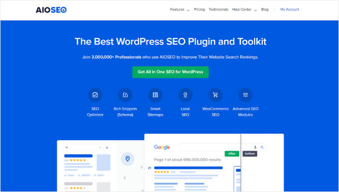 AIOSEO's landing page AIOSEO's landing page