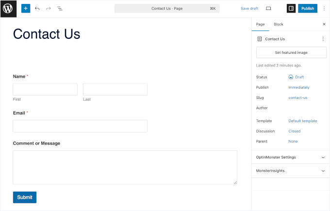 Formular de contact pe o pagină de contact Formular de contact pe o pagină de contact
