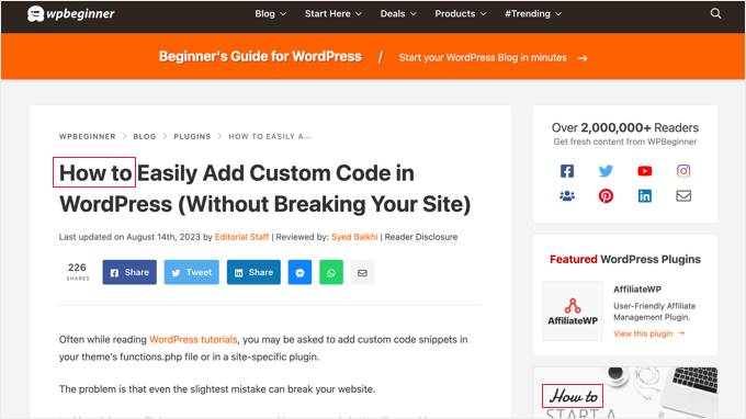 A How-to Blog Post on WPBeginner A How-to Blog Post on WPBeginner
