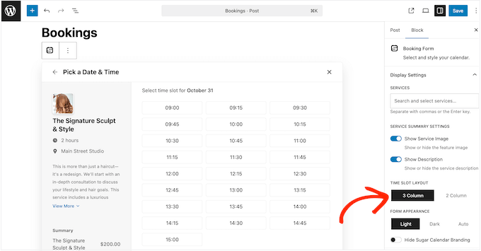 How to adjust the layout of your booking system 