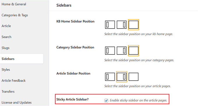 Configure sidebar settings Configure sidebar settings