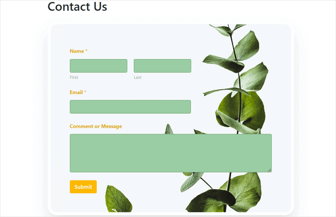 Form customization preview Form customization preview