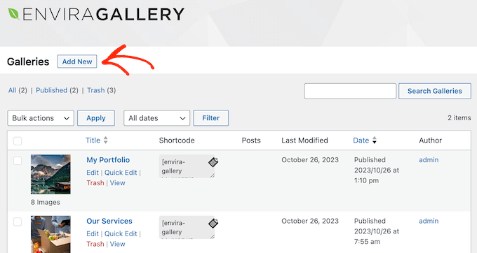 Skapa ett nytt galleri i WordPress